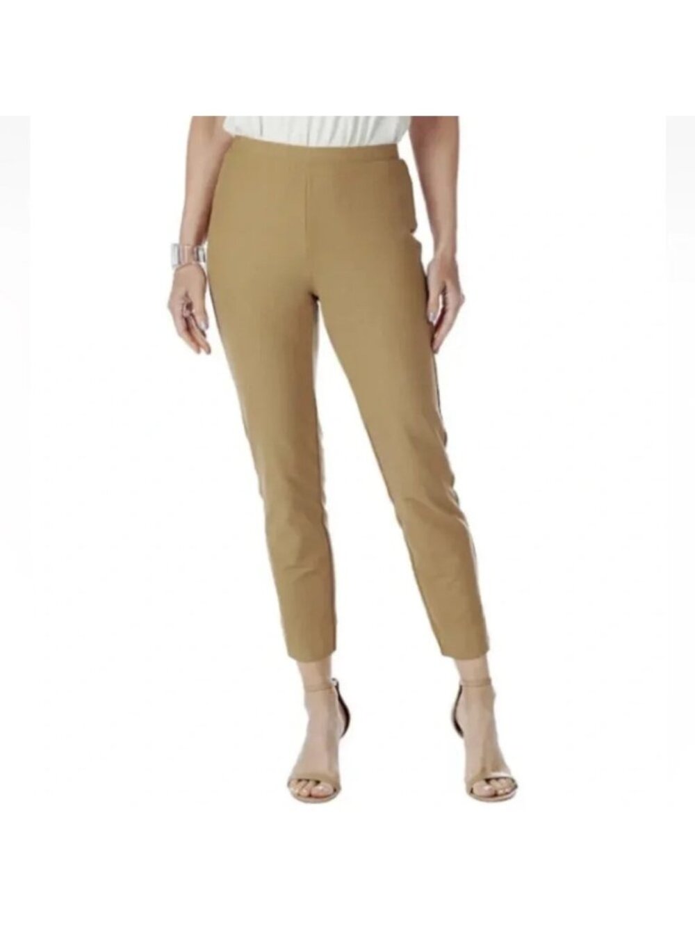 NEW MarlaWynne WynneLayers Antique Bronze Crepe Ankle Pants- XS